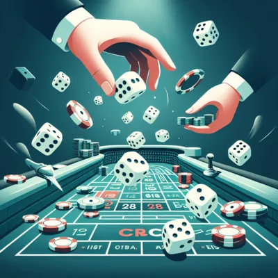 Craps dice game layout on a digital table